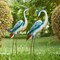 Set of 2 -38.25"H/39.25"H Metal Standing Crane Garden Statue with Stakes
